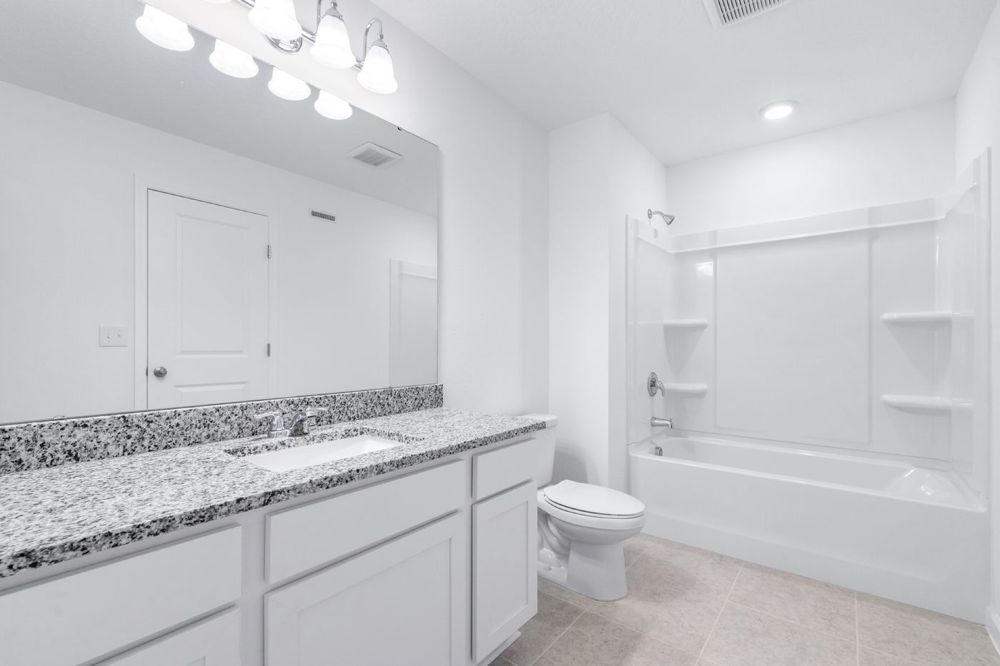 Primary bath with granite double vanity